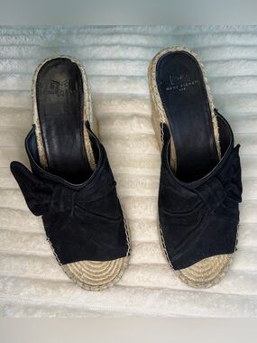 Marc Fisher Black Suede Knotted Espadrille Slide